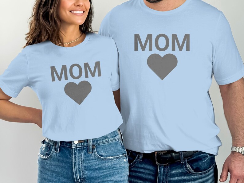 Mom Heart Graphic T-Shirt, Comfy Casual Tee, Mother's Day Gift, Bella Canvas Soft Shirt, Multiple Colors, Trendy Mom Top image 3