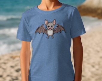 Cute Bat T-Shirt, Cartoon Animal Tee, Kawaii Bat Graphic Shirt, Spooky Cute T Shirt, Animal Lover Gift, Halloween Bat T-Shirt