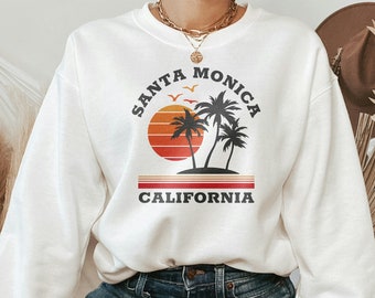 サンタモニカ スウェットシャツ、サンタモニカ カリフォルニア セーター、サンタモニカ ホリデー T シャツ、カリフォルニア バケーション スウェットシャツ