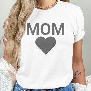 Mom Heart Graphic T-Shirt, Comfy Casual Tee, Mother's Day Gift, Bella Canvas Soft Shirt, Multiple Colors, Trendy Mom Top image 1