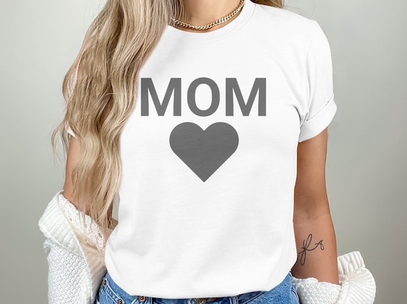 Mom Heart Graphic T-Shirt, Comfy Casual Tee, Mother's Day Gift, Bella Canvas Soft Shirt, Multiple Colors, Trendy Mom Top