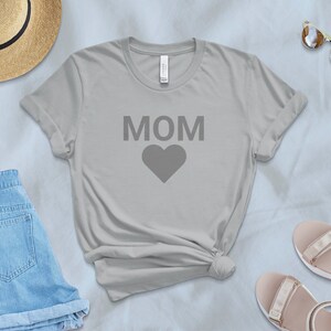 Mom Heart Graphic T-Shirt, Comfy Casual Tee, Mother's Day Gift, Bella Canvas Soft Shirt, Multiple Colors, Trendy Mom Top image 4
