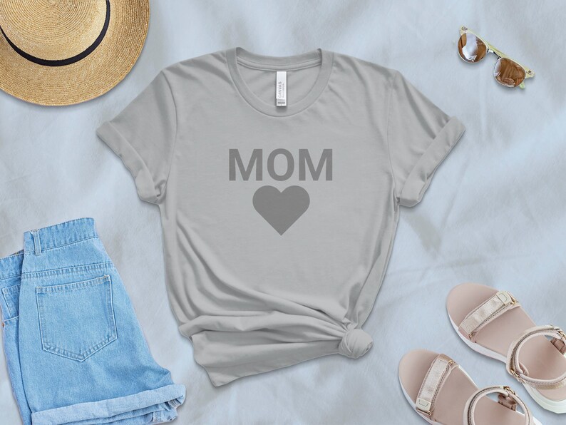 Mom Heart Graphic T-Shirt, Comfy Casual Tee, Mother's Day Gift, Bella Canvas Soft Shirt, Multiple Colors, Trendy Mom Top image 4