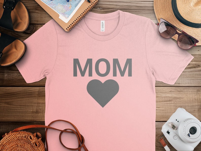 Mom Heart Graphic T-Shirt, Comfy Casual Tee, Mother's Day Gift, Bella Canvas Soft Shirt, Multiple Colors, Trendy Mom Top image 5