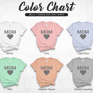 Mom Heart Graphic T-Shirt, Comfy Casual Tee, Mother's Day Gift, Bella Canvas Soft Shirt, Multiple Colors, Trendy Mom Top image 9