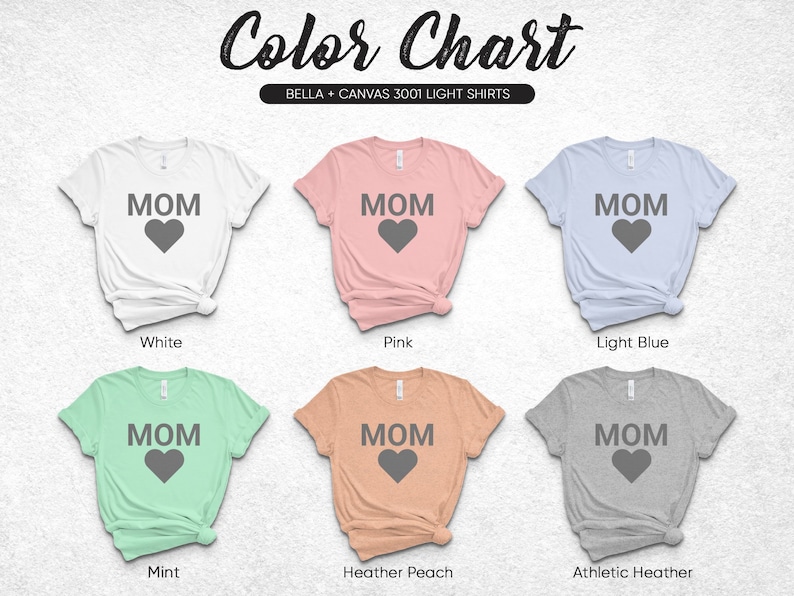 Mom Heart Graphic T-Shirt, Comfy Casual Tee, Mother's Day Gift, Bella Canvas Soft Shirt, Multiple Colors, Trendy Mom Top image 9