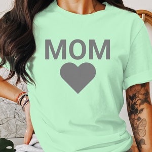 Mom Heart Graphic T-Shirt, Comfy Casual Tee, Mother's Day Gift, Bella Canvas Soft Shirt, Multiple Colors, Trendy Mom Top image 2