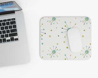 Mid-Century Atomic Starburst Mouse Pad – Retro Office Desk Accessory – Vintage Style Gift for Design Lovers