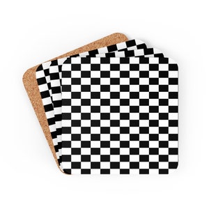 Vintage 80s Style Black Check Coaster - Retro Modern Coaster - Birthday Gift - Housewarming Gift - gift for her - gift for him