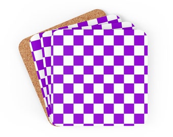 Retro Pop 80s Check Coaster Set (Set of 4) – Bold Graphic Table Decor – Vintage Style Home Gift