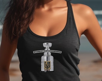 STANLEY Cup CHAMPIONS 2023, Vgk, Vegas Golden Knights, Hockey Tank, Ladies tank, Women&#39;s Racerback, hockey fan shirt