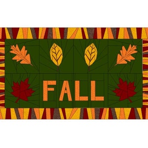 Fall With Leaves Foundation Paper Piecing Pattern 12 x 24 pdf zellasewz