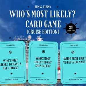 MAIS PROVÁVEL | Jogo de cartas para beber, Um jogo de bebida, Quem é mais provável?, Jogo de cartas engraçado para adultos (edição Cruise)