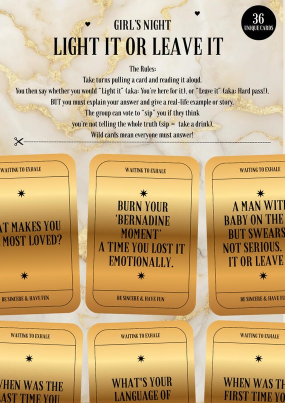 Waiting to Exhale Trivia Game: 90s Movie Night (Printable Digital Cards)