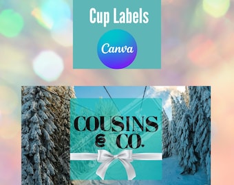 Christmas at Tiffany’s Charcuterie Cup Labels | Editable Blue Holiday Party Decor | Canva Template Digital Download Only