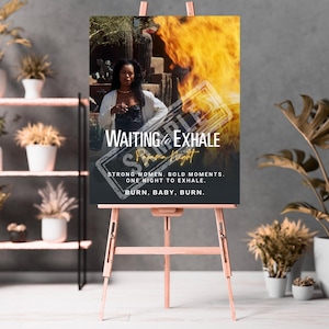 Modello di cartellone "In attesa di espirare" per Canva - Decorazioni per feste con film anni '90, download digitale modificabile, Angela Bassett Art