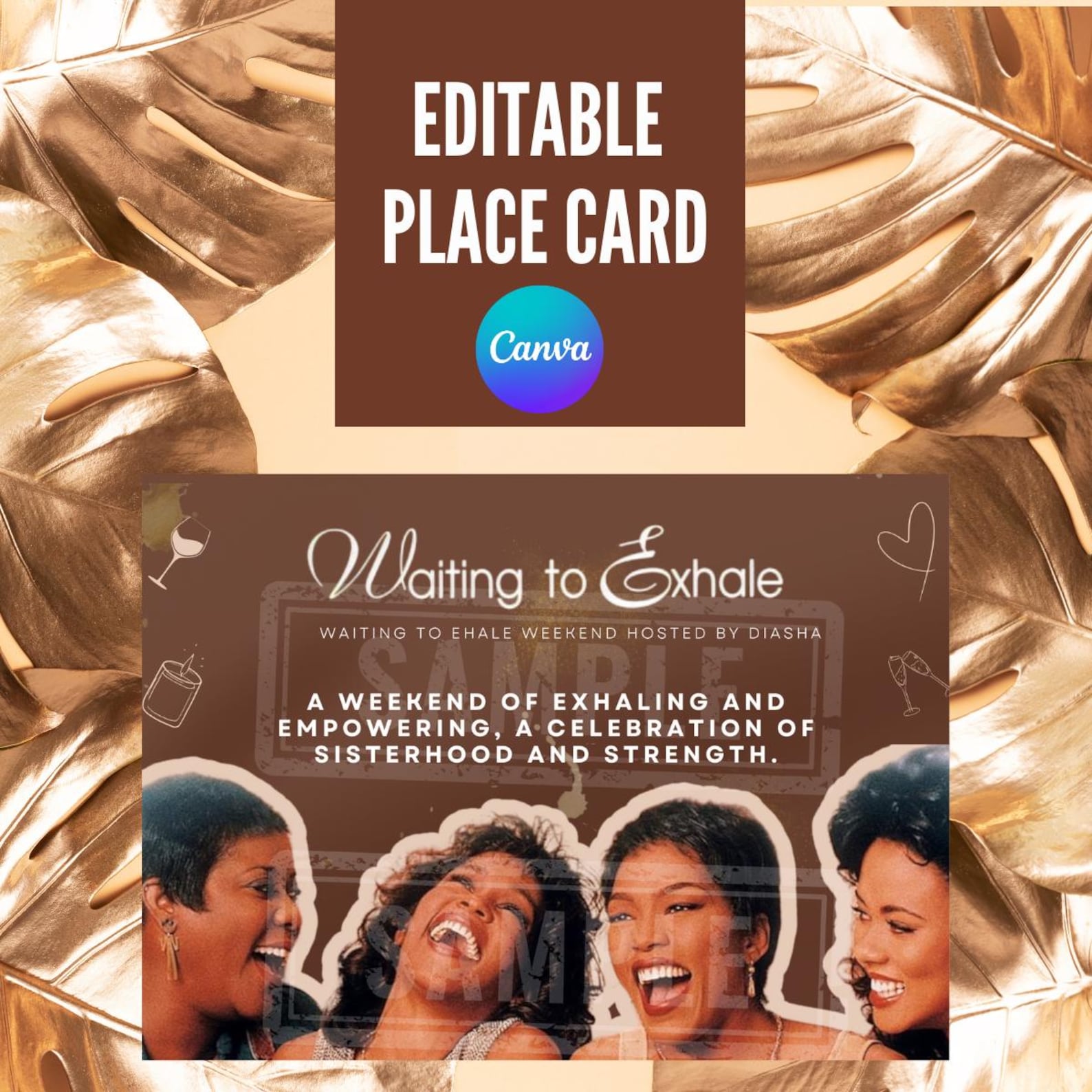 Waiting to Exhale Name Cards, Party Place Setting Cards, Brown Decor