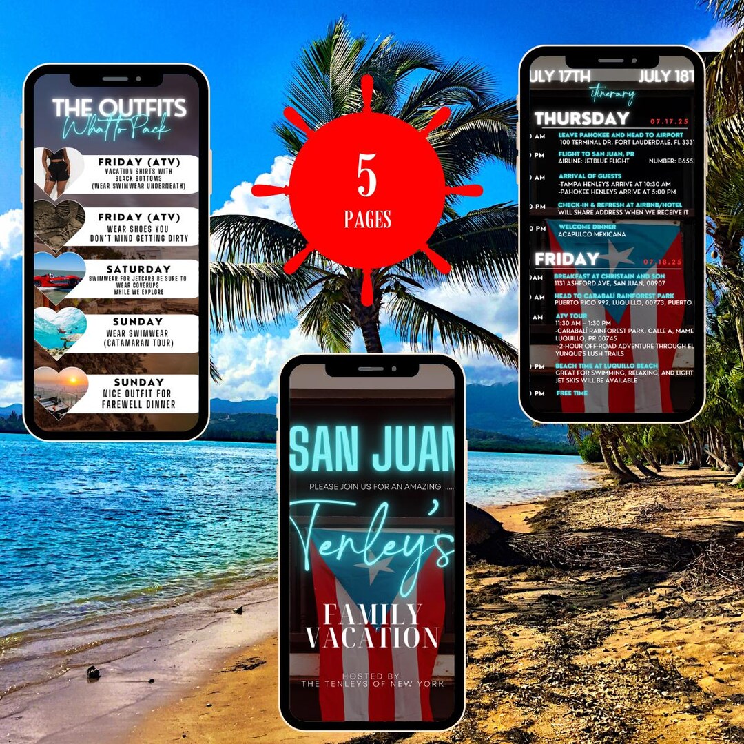 Puerto Rico Birthday Trip Itinerary Template: Tropical Getaway (PDF ...