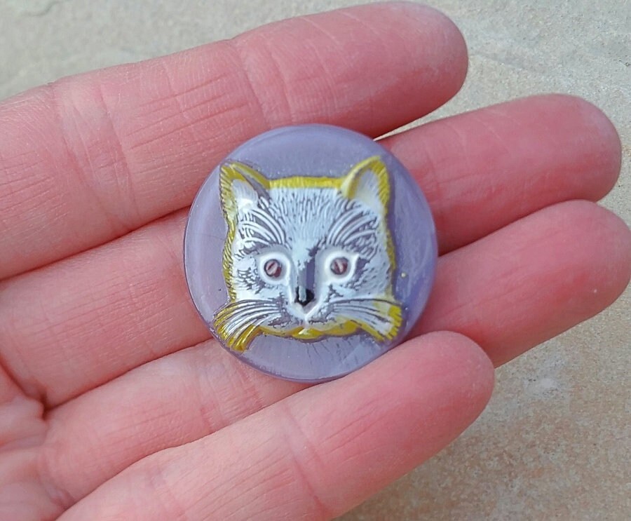 11mm Cat Bead With Horizontal Hole Czech Glass Cat Beads Cat's Head Bead  Various Luster Colors Qty 10 