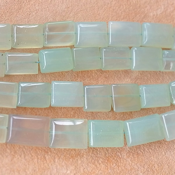 Aqua Chalcedony Genuine Natural Gemstone Beads Rectangular Nuggets 14.5" Strand Gift Idea