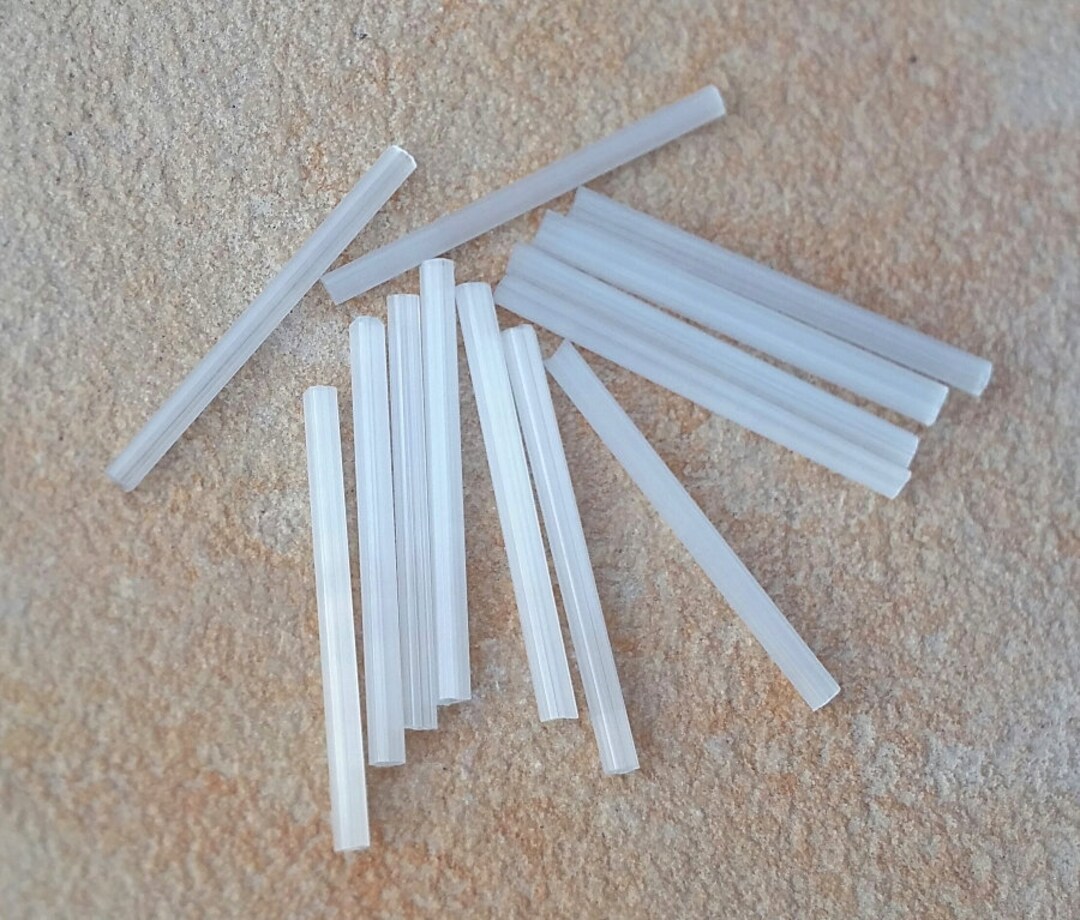White Satin Vintage Czech Straight Bugle Beads 30mm 12 Gram Pack 50