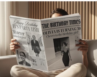 Bestie Birthday Newspaper Template Canva Editable Gift for Her Friendship Gift Digital Download Personalized Keepsake Idea Custom Friend