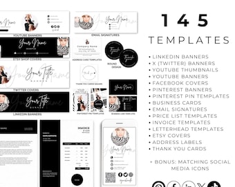 Social Media Template Canva Branding Package Business Card Design Youtube Banner Email Signature Pinterest Template Professional Marketing