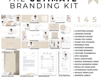 Canva Template Bundle Branding Package Business Card Email Signature Youtube Banner Pinterest Template Social Media Content Creator