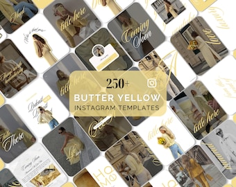 Butter Yellow Instagram Template Canva Social Kit Small Business Content Template Social Media Graphic Design Instagram Posts Aesthetic