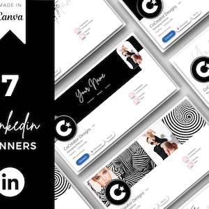 Linkedin Banner Template Canva Header Design Professional Business Personal Branding Background Minimalist Monochrome Black White Aesthetic