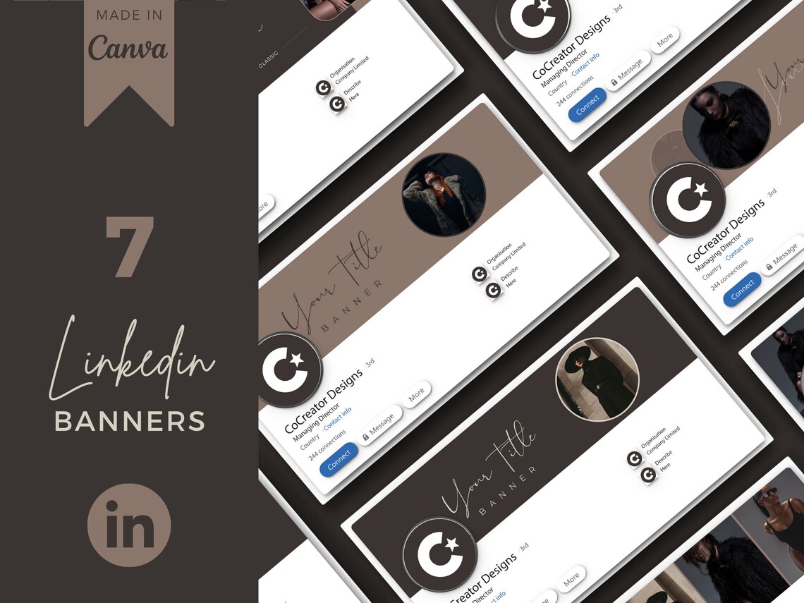 7 Linkedin Banner Templates, Editable Dark Brown Linkedin Banner ...