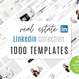 1000 Realtor Linkedin Templates, Linkedin Banner Canva Template, Linkedin Post Template, Aesthetic Linkedin Profile,Realtor Templates