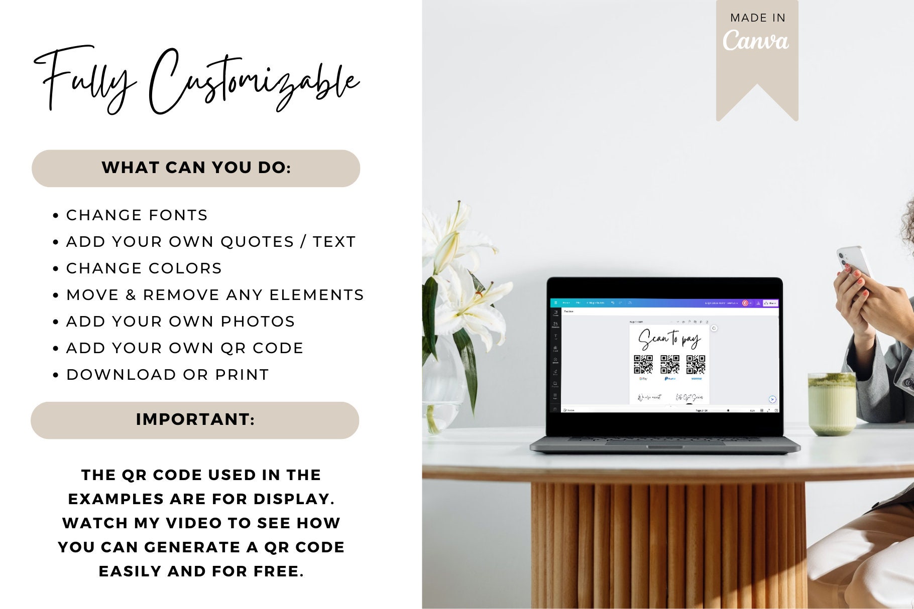 Editable Qr Permit Scan Editable QR Scan to Pay Sign, Small Business Template (canva) - Etsy