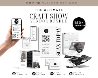 Craft Show Bundle Fair Small Business Signs Editable Price List Template Canva Qr Code Sign Printable Payment Social Media Booth Display