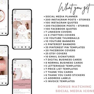 Rosegold Business Graphics Canva Template Collection Social Media Marketing Bundle Professional Branding Kit Youtube Banner Email Signature Design Pinterest Linkedin Profile Templates Entrepreneur Digital Planner Content Calendar Graphics