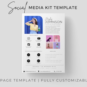 1 Page Media Kit Template, Canva Template, Blogger Media Kit, Instagram Media Kit, Social Media Kit, Influencer Media Kit, Rate Sheet