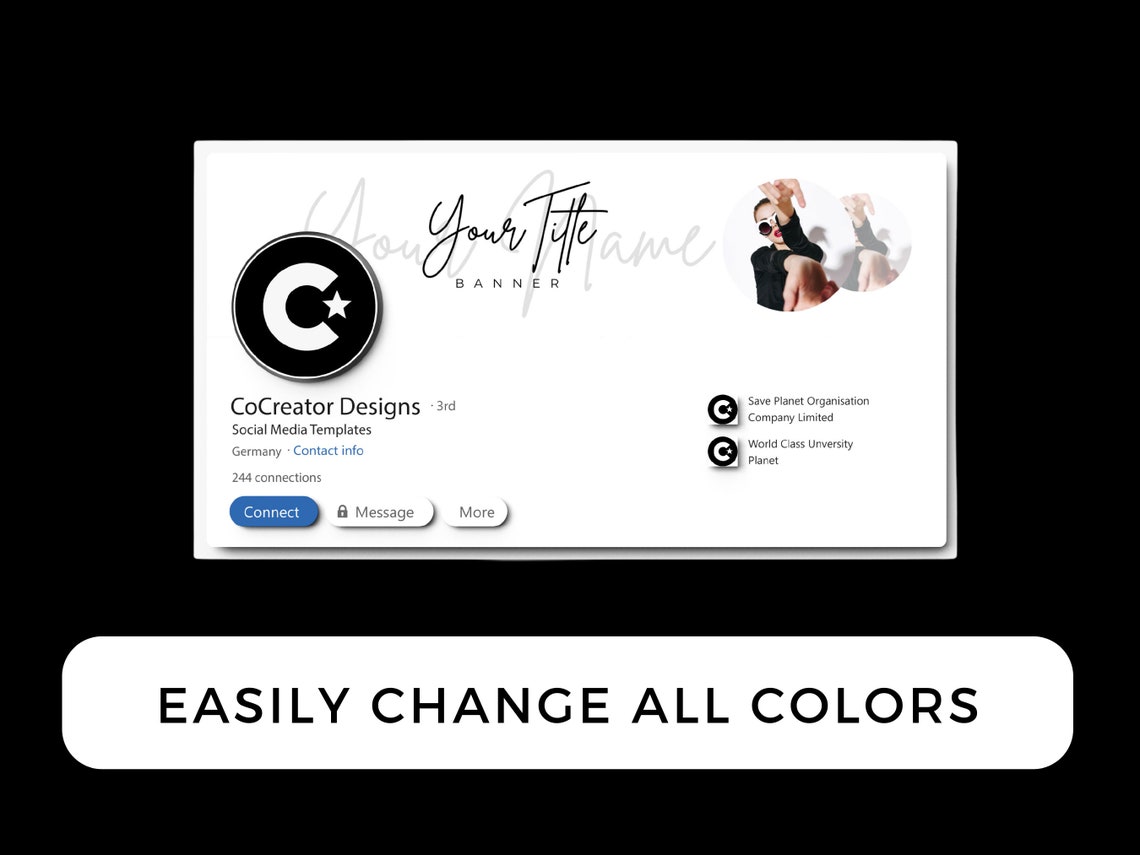 7 Linkedin Banner Templates, Black and White Linkedin Banner Canva