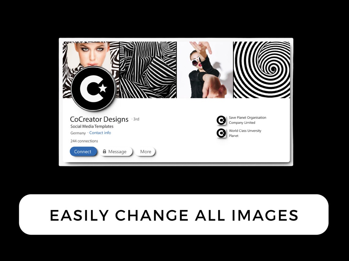 7 Linkedin Banner Templates, Black and White Linkedin Banner Canva