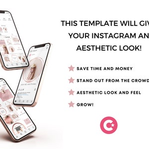 300 Rosegold Instagram Template Bundle, Instagram Post Template, Social Media Templates, Blogger Template, Business, Canva Template, Pink image 10