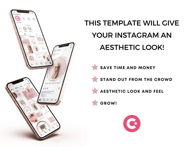 300 Rosegold Instagram Template Bundle, Instagram Post Template, Social Media Templates, Blogger Template, Business, Canva Template, Pink image 10