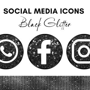 Black Glitter Social Media Icons PNG, Facebook Icon, Instagram Icon,Pinterest Icon, YouTube Icon, Twitter Icon, Whatsapp Icon, Snapchat Icon