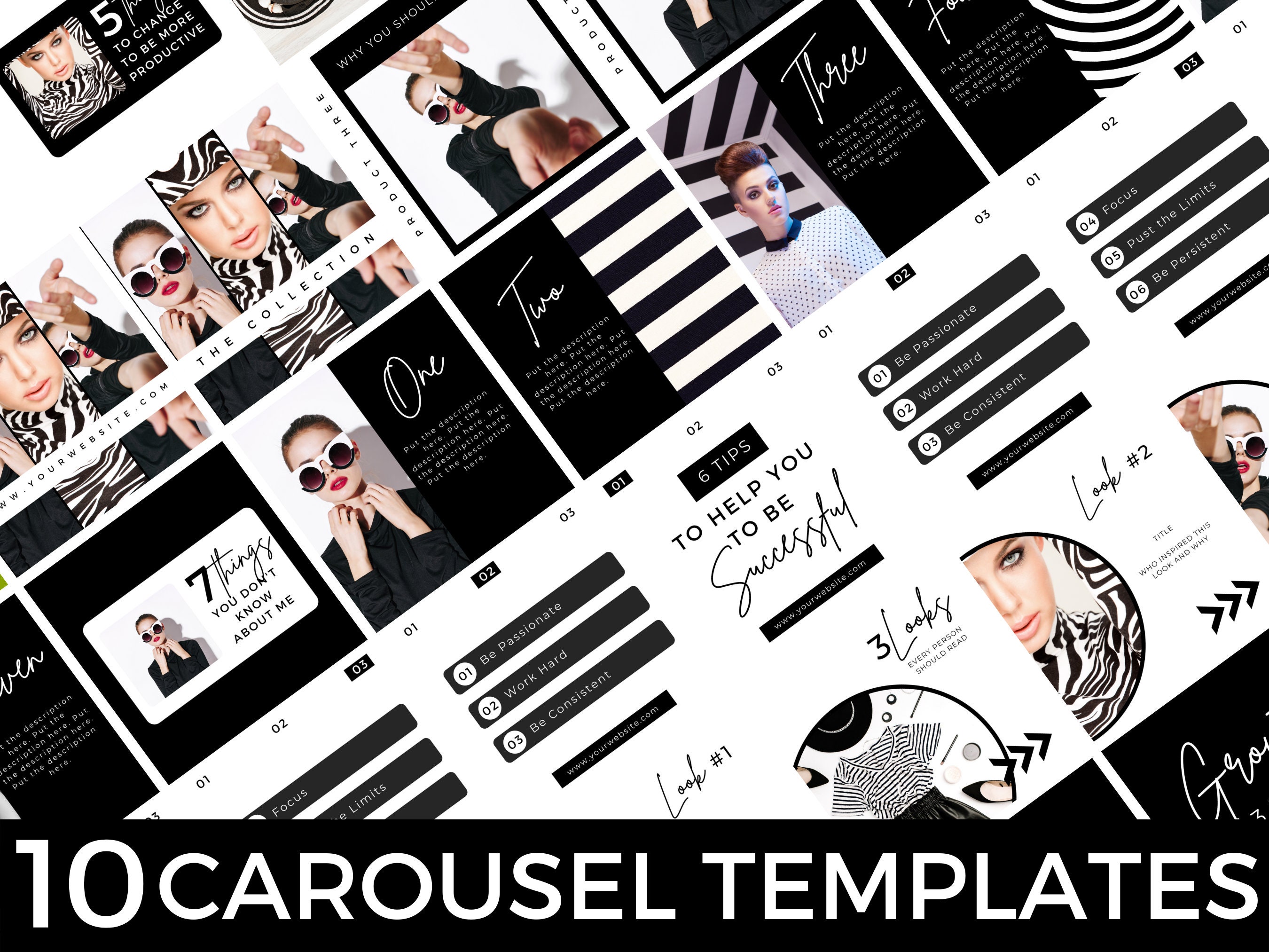 300 Black and White Instagram Template Bundle, Instagram Post Template ...