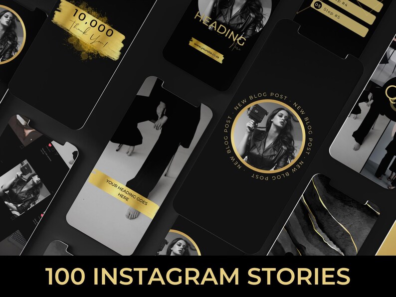 Instagram Template Bundle Canva Social Media Planner Black Gold Design ...