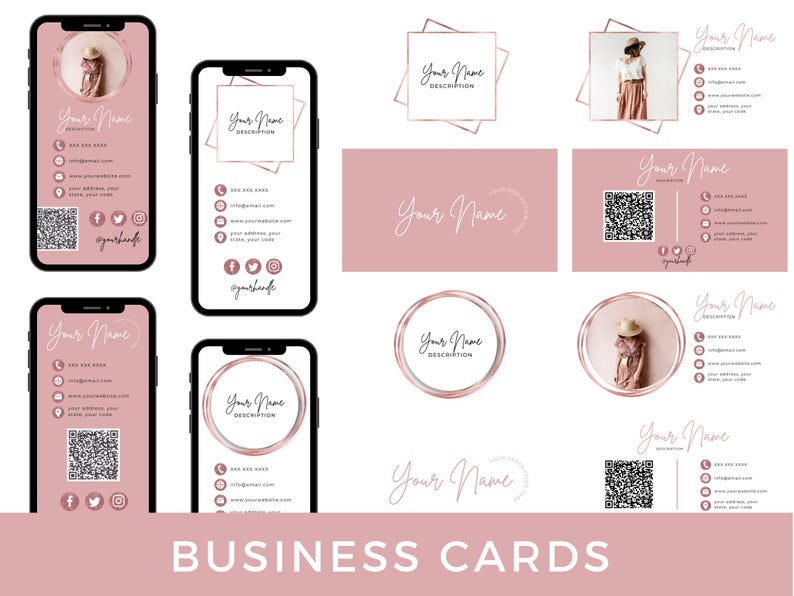 Canva Branding Template Social Media Kit Rosegold Business Graphics Package Youtube Banner Email Signature Pinterest Linkedin Profile image 7