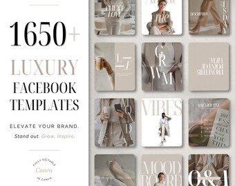 Facebook Template Bundle Social Media Graphic Design Neutral Aesthetic Post Facebook Business Branding Kit Diy Banner Canva Editable