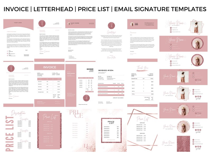 Canva Branding Template Social Media Kit Rosegold Business Graphics Package Youtube Banner Email Signature Pinterest Linkedin Profile image 9
