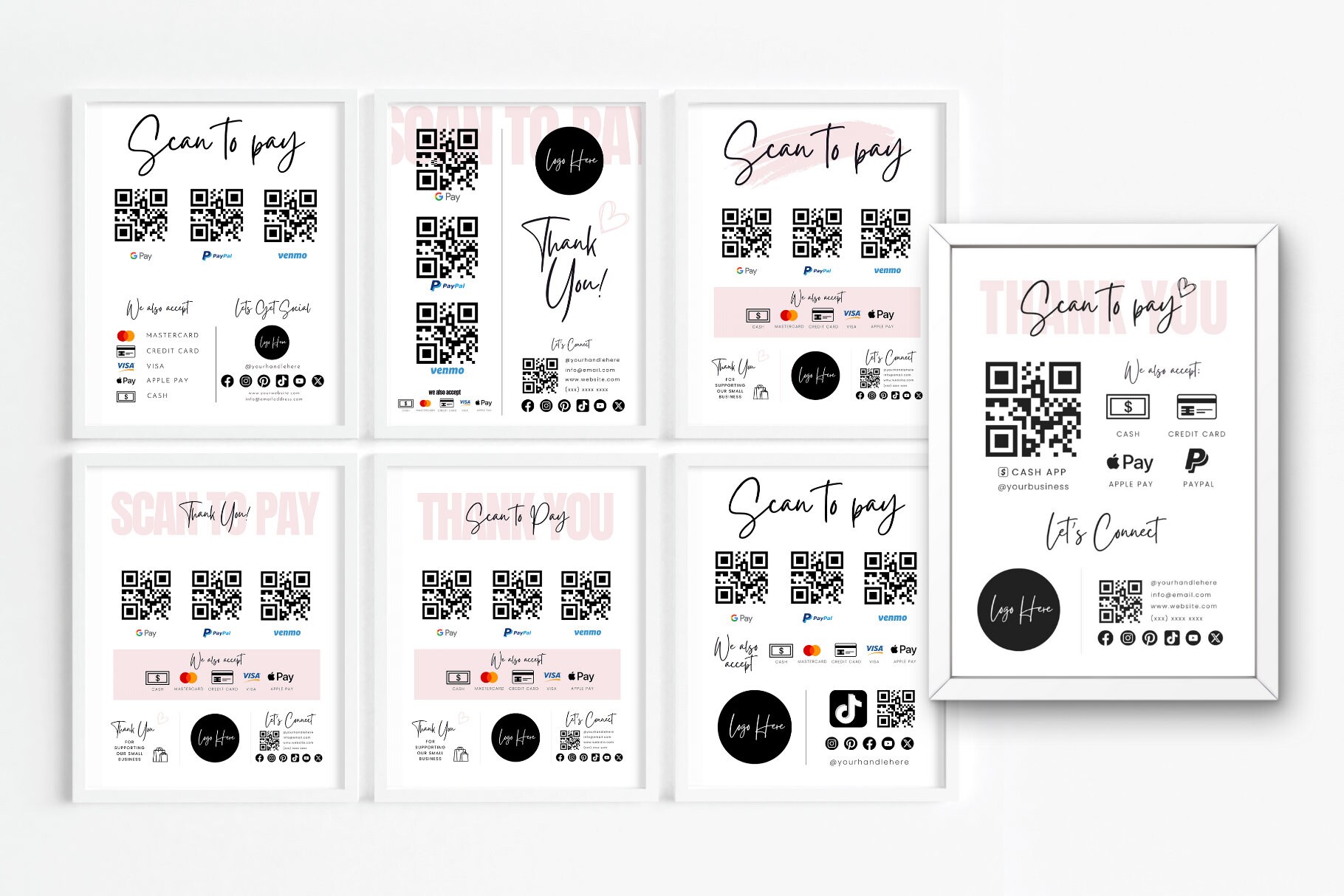 Editable Qr Permit Scan 7 Editable QR Scan to Pay Sign Bundle,printable Sign,paypal QR Sign ...