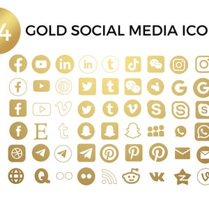 55 Gold Social Media Icons PNG, Facebook Icon, Instagram Icon, Pinterest Icon, YouTube Icon, X Icon, Whatsapp Icon, Snapchat, Twitter X Icon