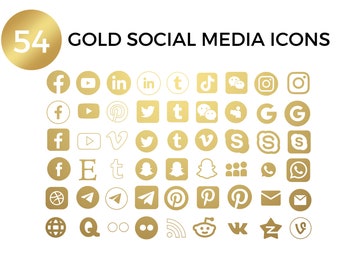 55 Gold Social Media Icons PNG, Facebook Icon, Instagram Icon, Pinterest Icon, YouTube Icon, X Icon, Whatsapp Icon, Snapchat, Twitter X Icon