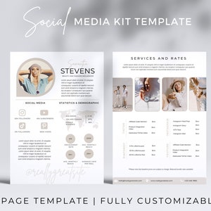 2 Page Media Kit Template, Canva Template, Blogger Media Kit, Instagram Media Kit, Social Media Kit, Influencer Media Kit, Rate Sheet